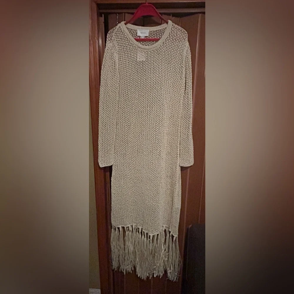 H&M Crochet look Dress beige NWT SOLD OUT SIZE XL - Picture 7 of 11